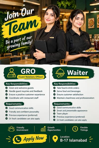 Female Staff required Gro/Waiter