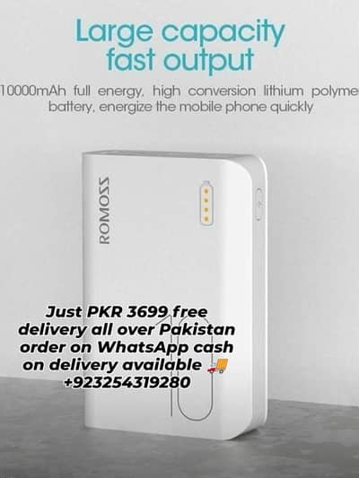White Power Bank 10000mAh Fast Charge Portable