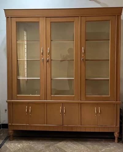 Wooden Showcase Cabinet with Glass Doors – Excellent Condition