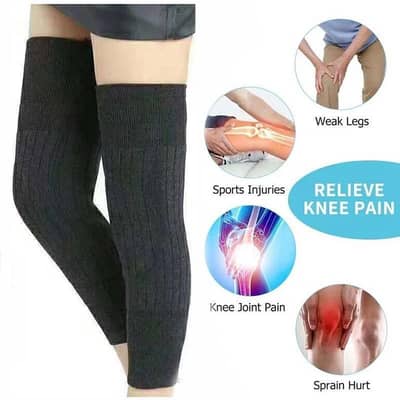2 PCs wool medicated knee warmers bige size warm comfortable