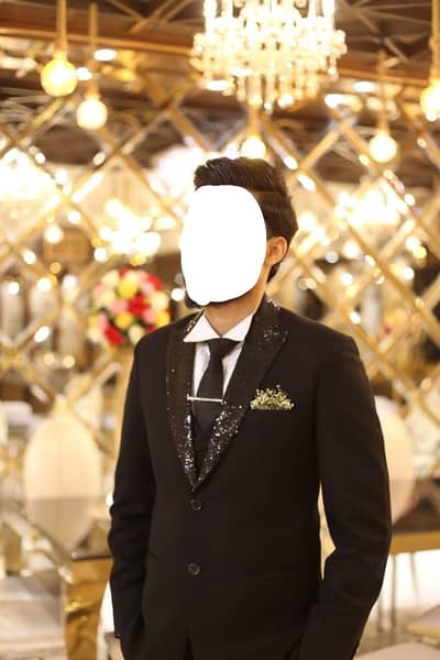 Groom Walima Suit – Black 4 Piece Custom Tailored – L Size