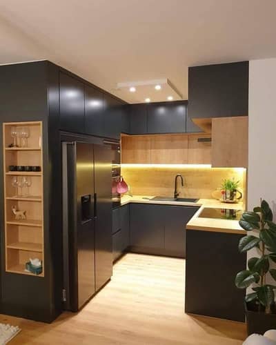 L shape American kitchen cabinets Factory price Shershah karachi