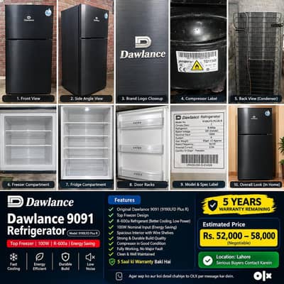 Dawlance 9190 Refrigerator | 5 Years Warranty | Excellent Condition