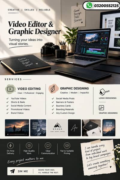 VIDEO EDITOR, GRAPHIC DESIGNER, THUMBNAIL DESIGNER AND LOGO DESIGNER