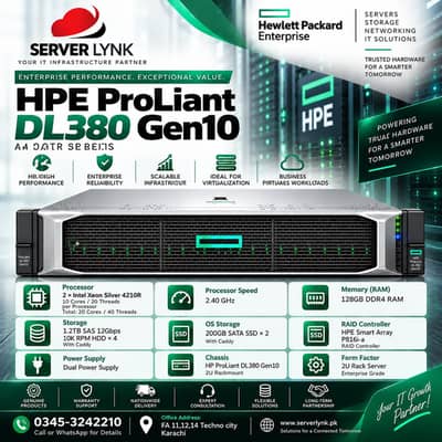 HPE ProLiant DL380 Gen10 Server | 2× Xeon Silver 4210R