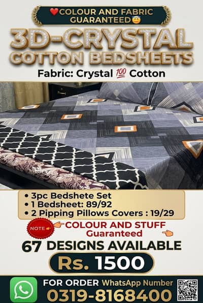3D Crystal Cotton Bedsheet