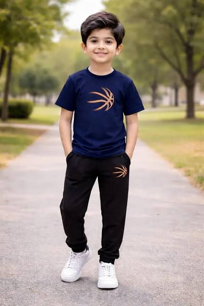 Kids printed Navy blue track suit set 1-12Yrs