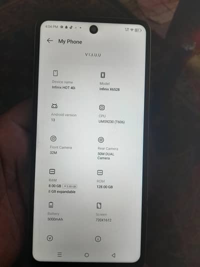 Infinix Hot 40i 8reme 128 rom finger prent