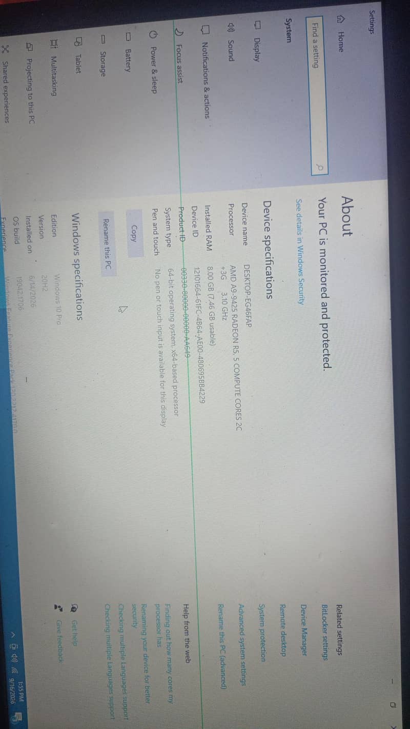 HP AmD A9 9th Generation 0