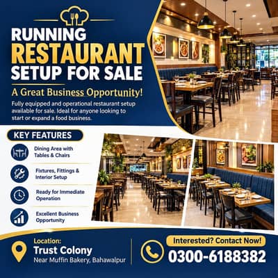 Biryani & BBQ complete running restaurant For sale