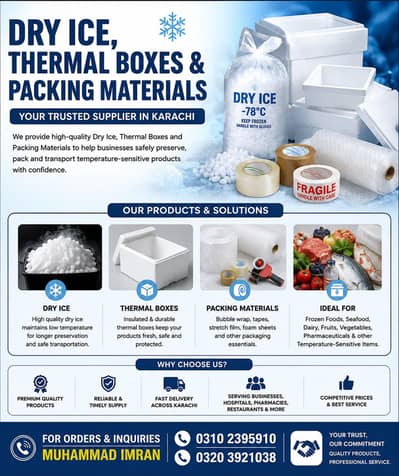 Dry ice & packaging materials