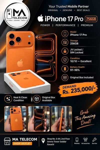 iPhone 17 Pro 256GB | 97-98% Battery | JV Locked | Original Box