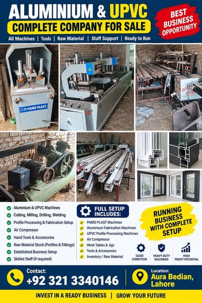 Aluminium & UPVC Fabrication Business for Sale – Complete Ready-to-Run