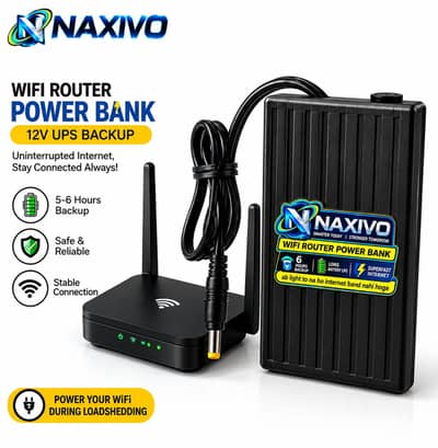 Naxivo WiFi Router Power Bank 12V 12000mAh –  1A  5-6 Hours Backup