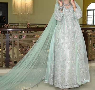 Beautiful Mint Green Embroidered Suit
