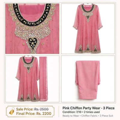 pink shafoon embroidered party wear