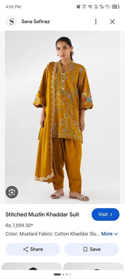 Sana Safinaz 3 piece Stitched khaddar dress