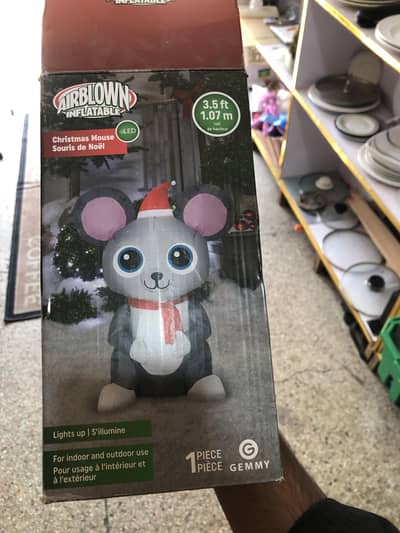 Gemmy Airblown Inflatable Christmas Mouse 3.5ft – LED Decoration