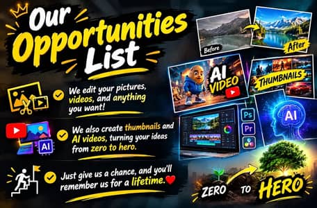 We also Edits your results,passport,foams,ai videos and anything.