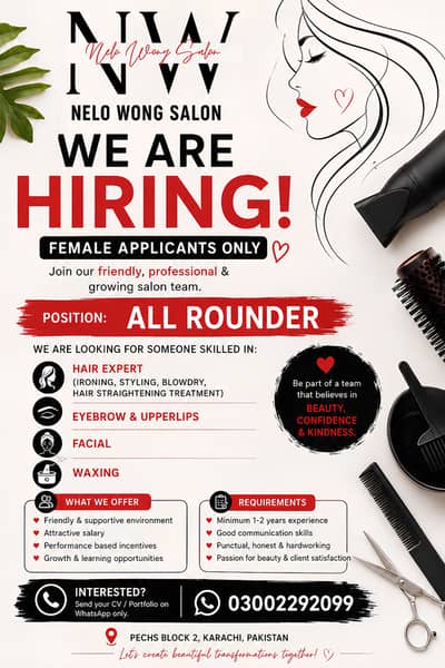 Looking for Female Salon Staff