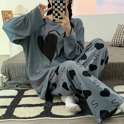Soft Cotton Night Suit T Shirt and Pajama Set For Women's And Girls