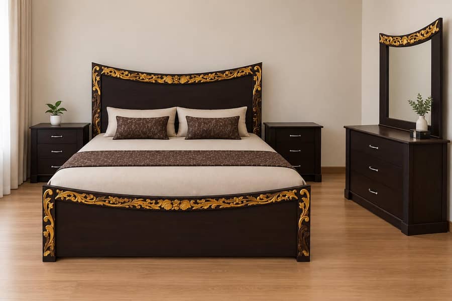 slightly used bed  set with dressing table 0