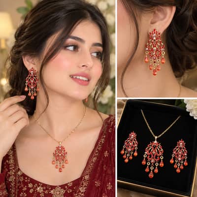 Beautiful & Stylish Jewellery Set (Necklace,Ring,Bridal Headpiece)