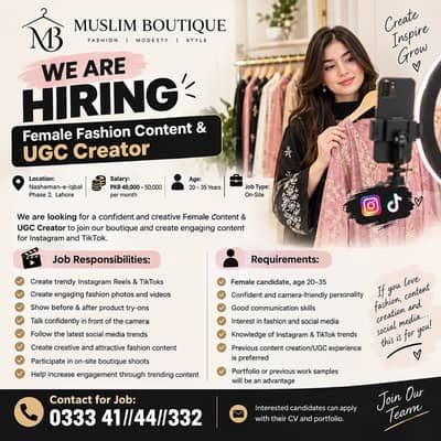 Female Fashion Content & UGC Creator Required | Instagram & TikTok |