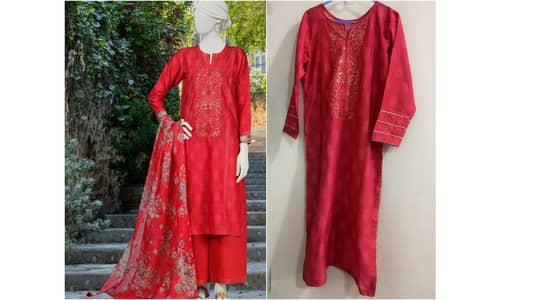 j. 3 piece stitched embroidered suit