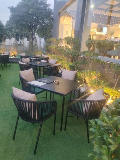OUTDOOR CAFE'S RESTAURANT RATTAN CANVAS FURNITURE AVAILABLE FOR SALE