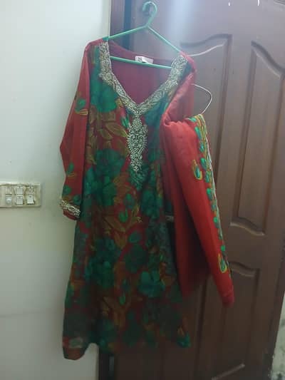 2 piece organza embedded  beautiful  clr large size very cheap price