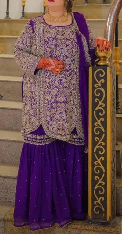 New dress fresh work with bright purple colour plus size dress