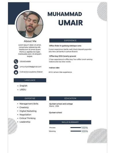 Need job office boy+house boy urgent 03045046989