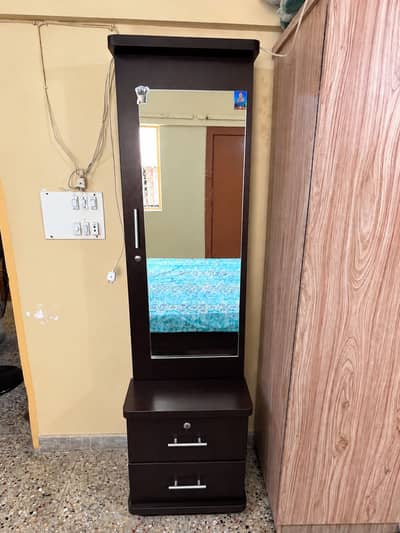 Wooden Dressing Table with Mirror & Storage