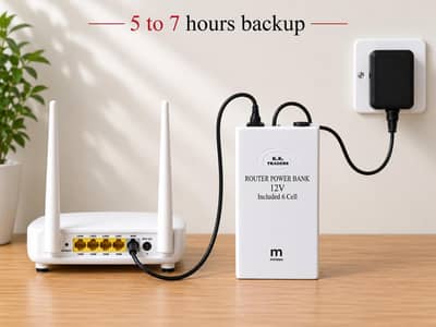 12V WiFi Router Power Bank 20000mAh 6 Cell – 5 to 7 Hours Backup