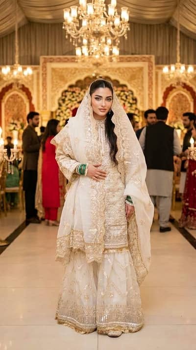 nikah bridal white outfit