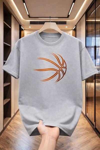 Men Cotton Basketball Grey T-Shirt Small - New