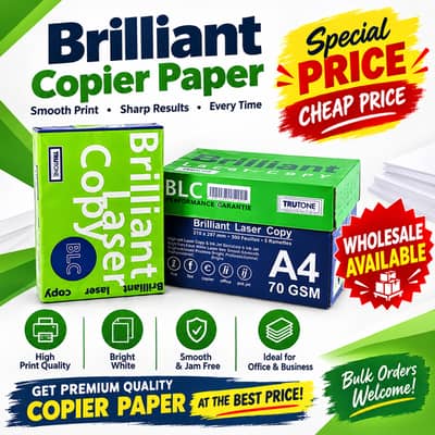 BLC Paper A4 - Briliant Laser Copy - 70gsm , Wholesale avalible!