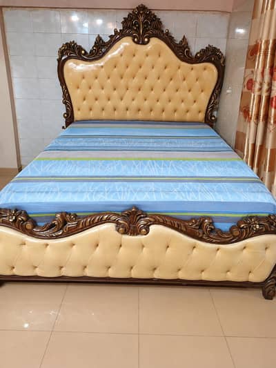 Beautiful Wooden King Size Bed with Wardrobe & Dressing Table