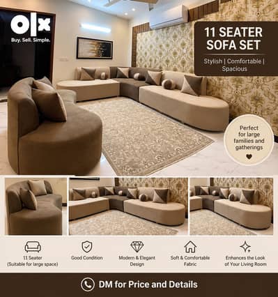 11 Seater Sofa Set – Modern & Elegant Design