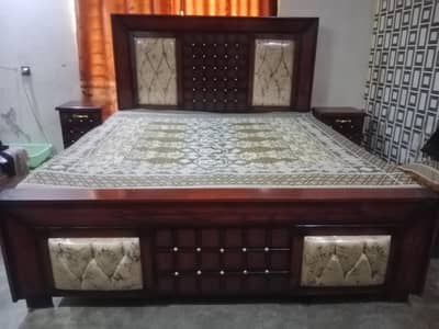 King Size Bed Set with Side Tables & Dressing Table – Solid Wood