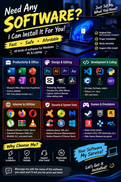 250GB Software Hard Disk – All Essential PC Software | Ready to Use