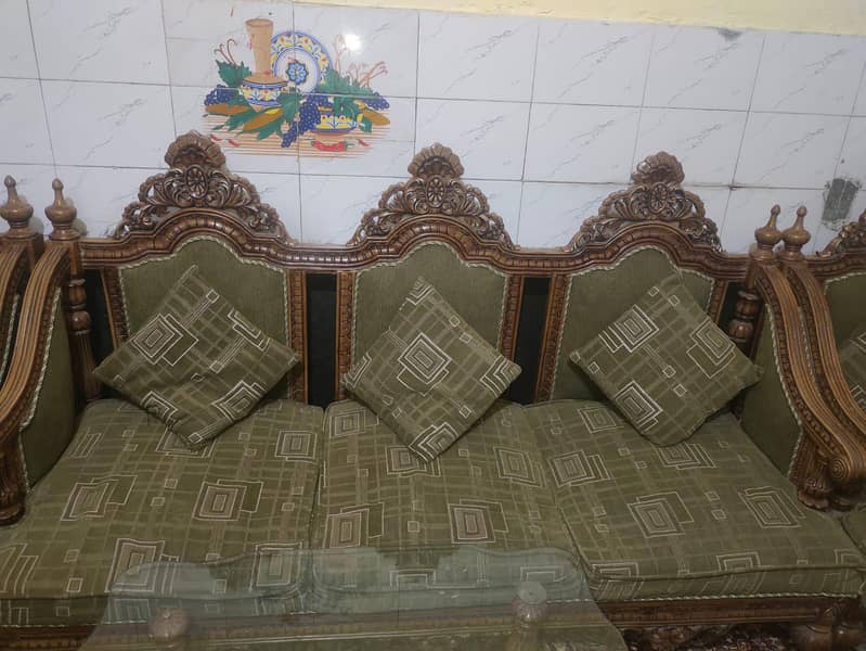 wooden complete Sofa set with glass tables 1