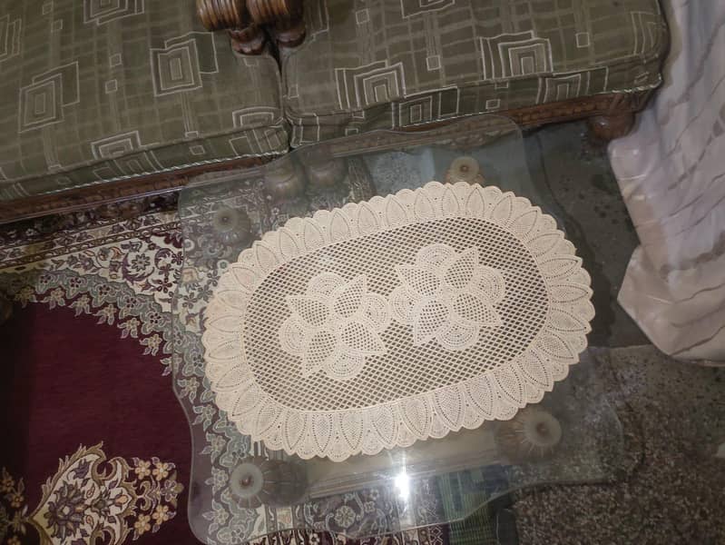 wooden complete Sofa set with glass tables 2