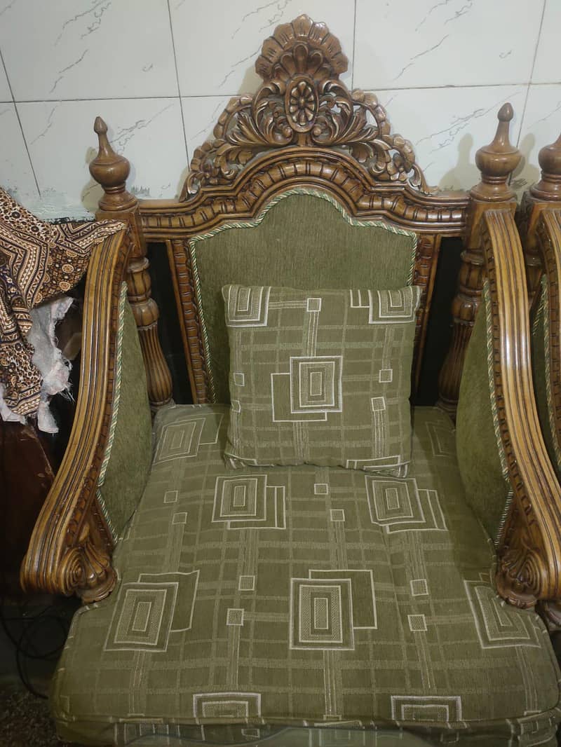 wooden complete Sofa set with glass tables 3