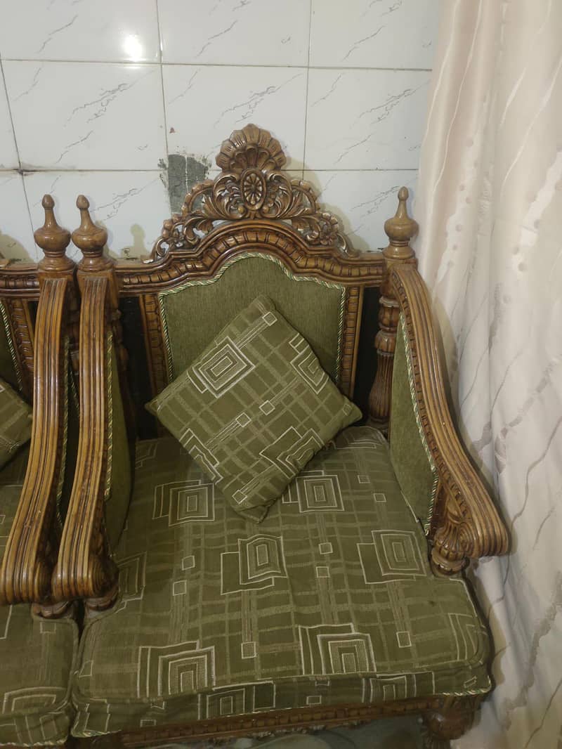 wooden complete Sofa set with glass tables 5