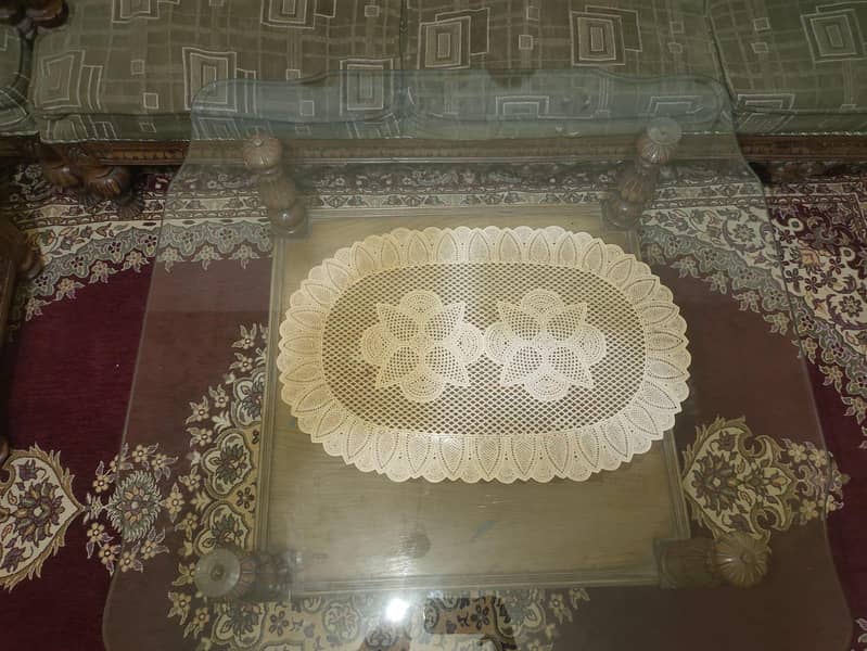 wooden complete Sofa set with glass tables 6