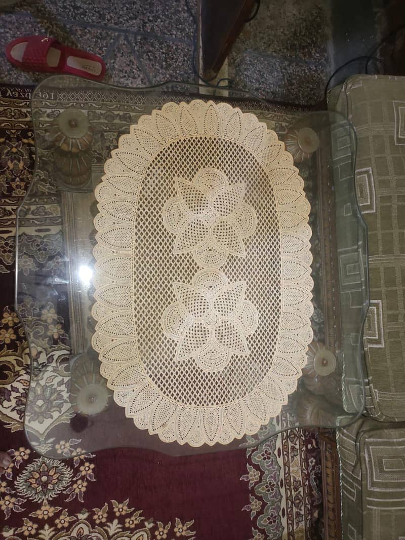 wooden complete Sofa set with glass tables 7