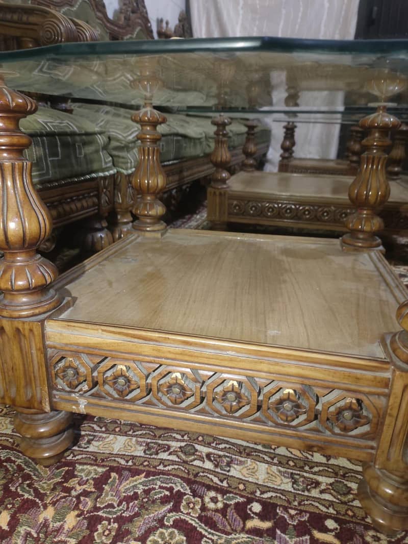 wooden complete Sofa set with glass tables 8