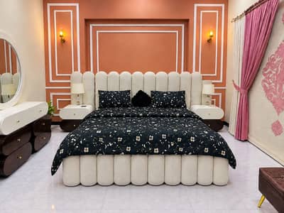 Brand new bed set with dressing table, side table drawers and Mattress